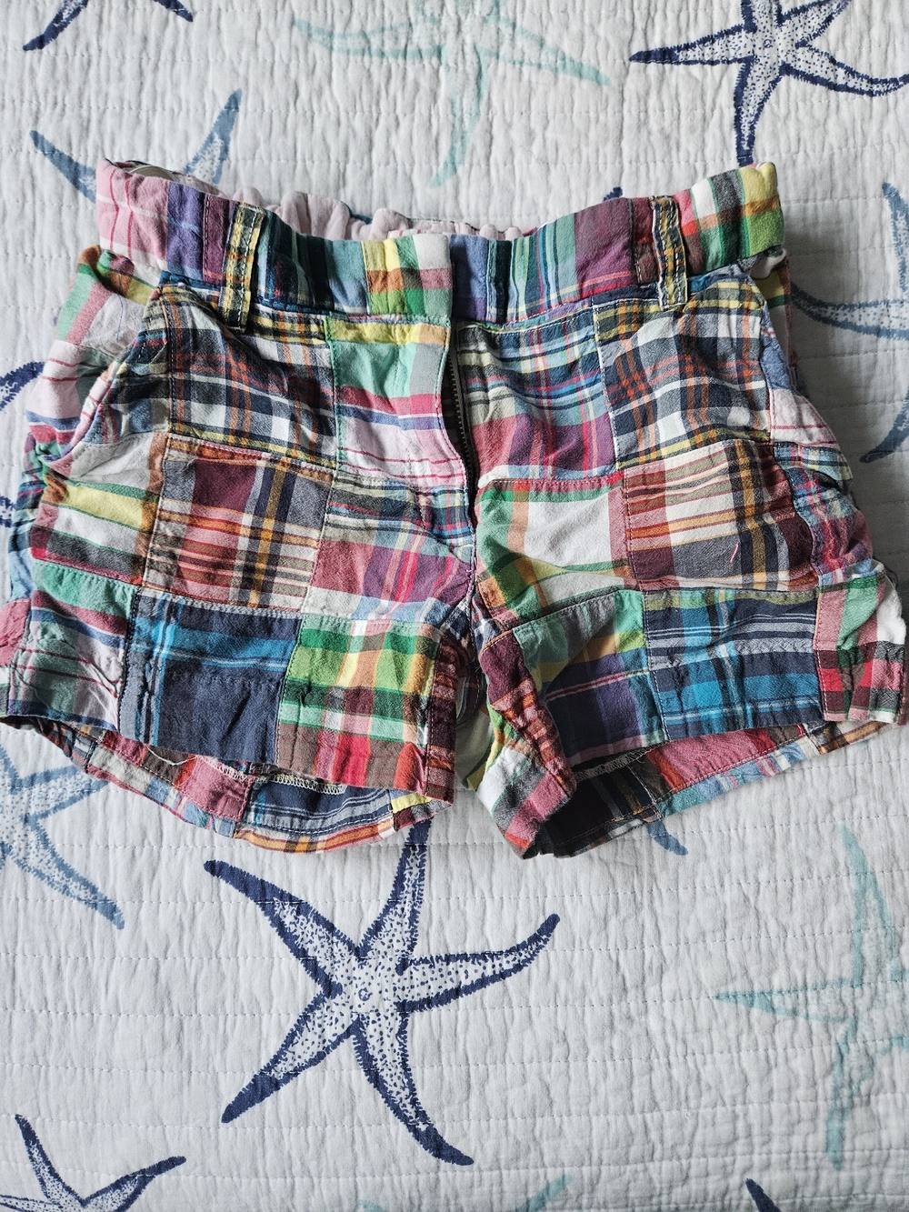 Crewcuts Madras Plaid Patchwork Shorts